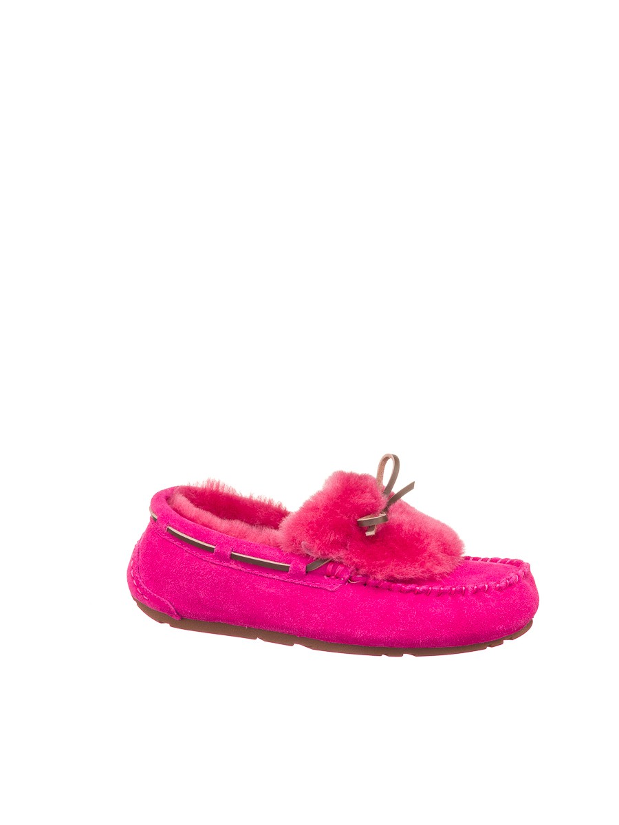 Мокасины угги женские замшевые Ансли Риверс ярко-розовые | Фото №3