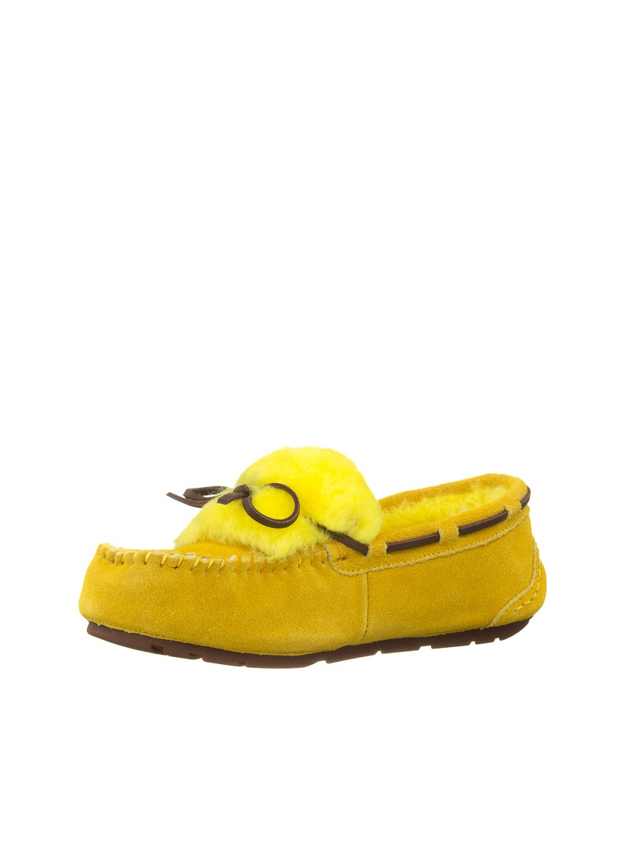 Мокасины угги с мехом зимние женские Ансли Риверс желтые | Фото №5