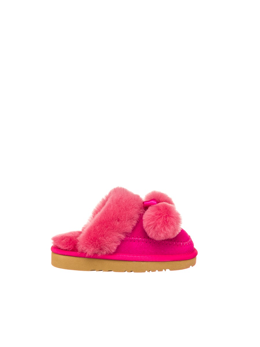 Тапочки детские Хафнир с пом-поном ярко-розовые | Фото №2
