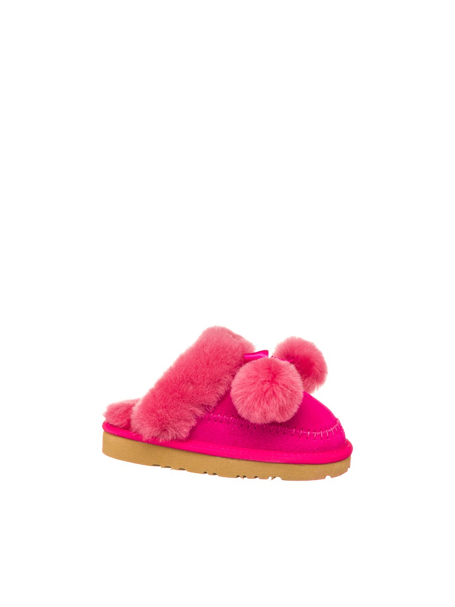 Тапочки детские Хафнир с пом-поном ярко-розовые | Фото №3