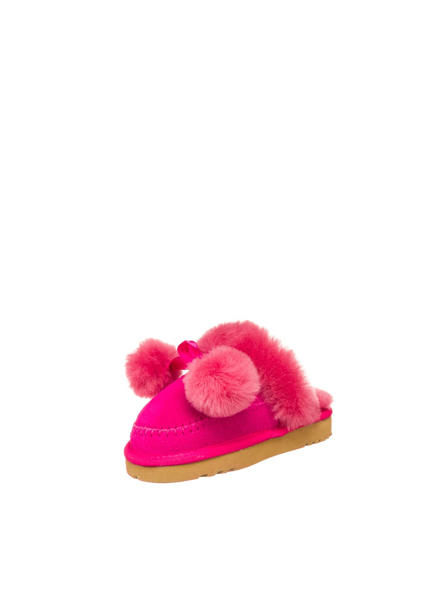 Тапочки детские Хафнир с пом-поном ярко-розовые | Фото №5