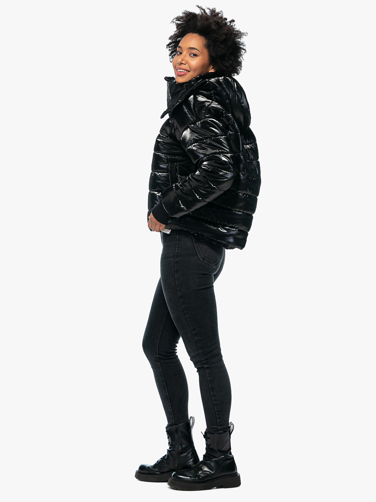Куртка женская стеганая Michelle черная блестящая | Фото №12