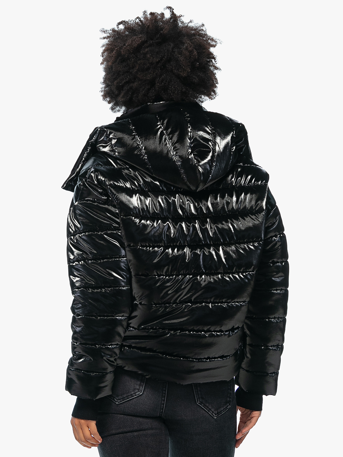 Куртка женская стеганая Michelle черная блестящая | Фото №4